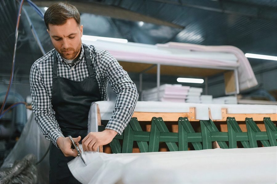 Industrial fabric cutting process at Alarvell